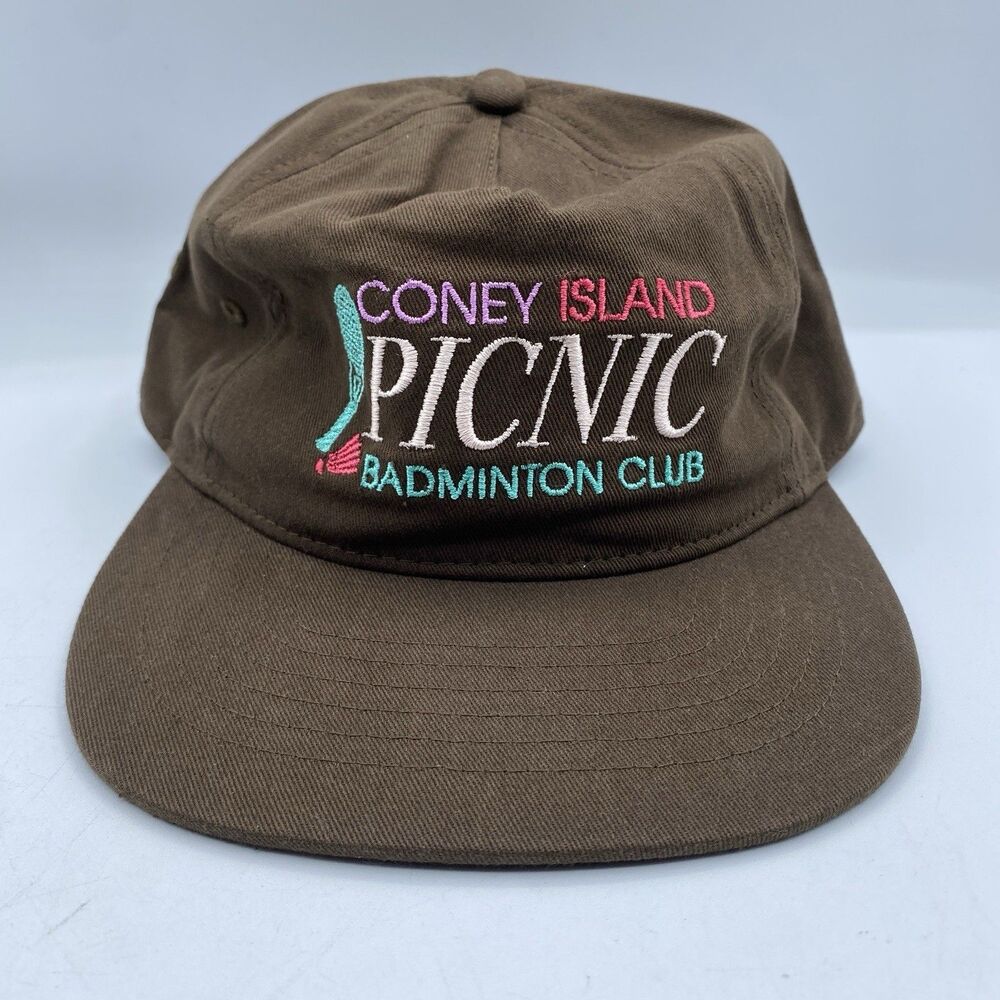 Coney Island Picnic HatBadminton Club Cotton Brown Snapback Baseball Cap NWOT
